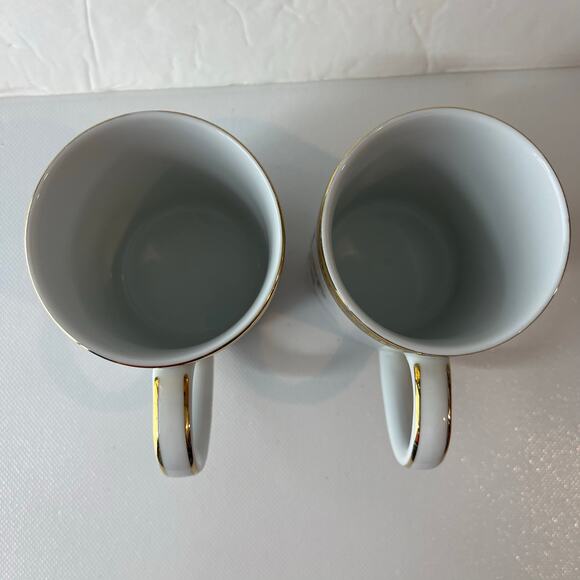 Royal Gallery Gold Buffet Carousel Set 2 China Coffee Cups Purple Blue Gold Rim - Picture 8 of 12